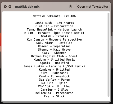 Thyz_'s tweet photo. tracklist dekmantel mix / https://t.co/toGMy2bKEe