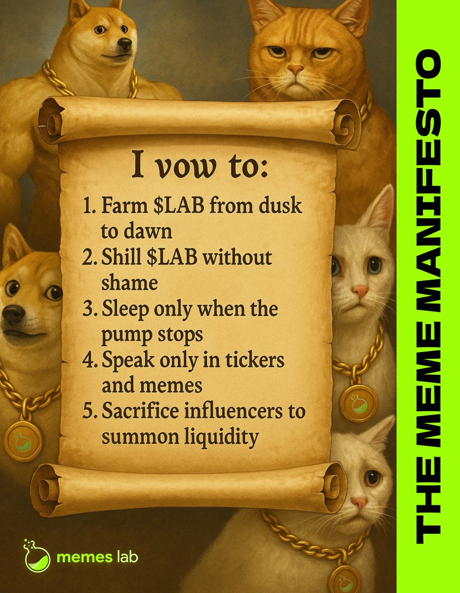 LABtrade_'s tweet photo. The $LAB manifesto is now live. . .

We accept only the deranged.

Retweet to sign the manifesto ✍️

Comment “INJECT $LAB ” to begin your mutation 💉 https://t.co/z9jP1dz3VI