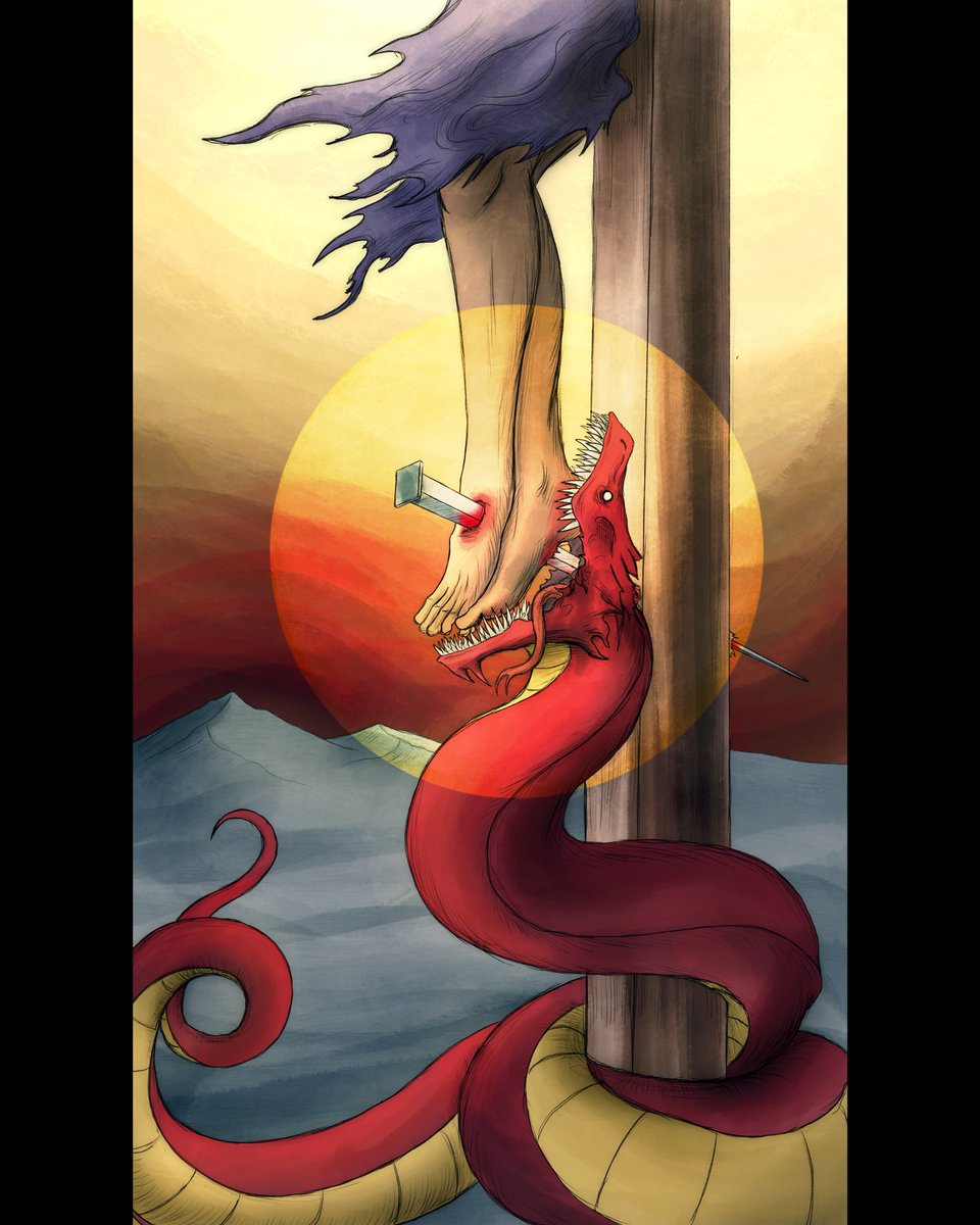 FullofEyesFilms's tweet image. The iron nail, as Serpent’s fang,
Tore through that Flesh most frail
Yet in that piercing Heaven sang
For God, O’er Death, prevailed.
///
Three takes on Genesis 3:15 (and Heb. 2:14) from 2019, 2017, and 2014 respectively.