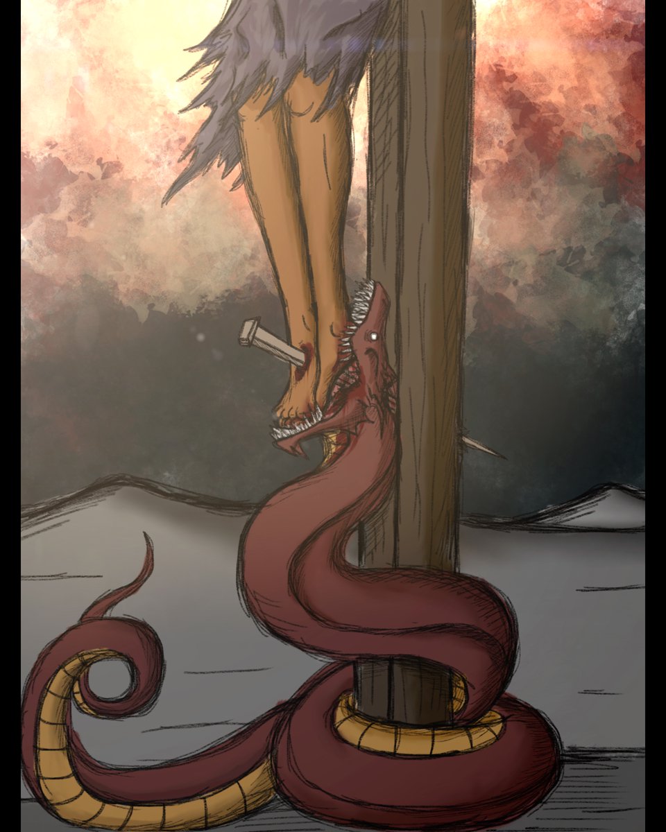 FullofEyesFilms's tweet image. The iron nail, as Serpent’s fang,
Tore through that Flesh most frail
Yet in that piercing Heaven sang
For God, O’er Death, prevailed.
///
Three takes on Genesis 3:15 (and Heb. 2:14) from 2019, 2017, and 2014 respectively.