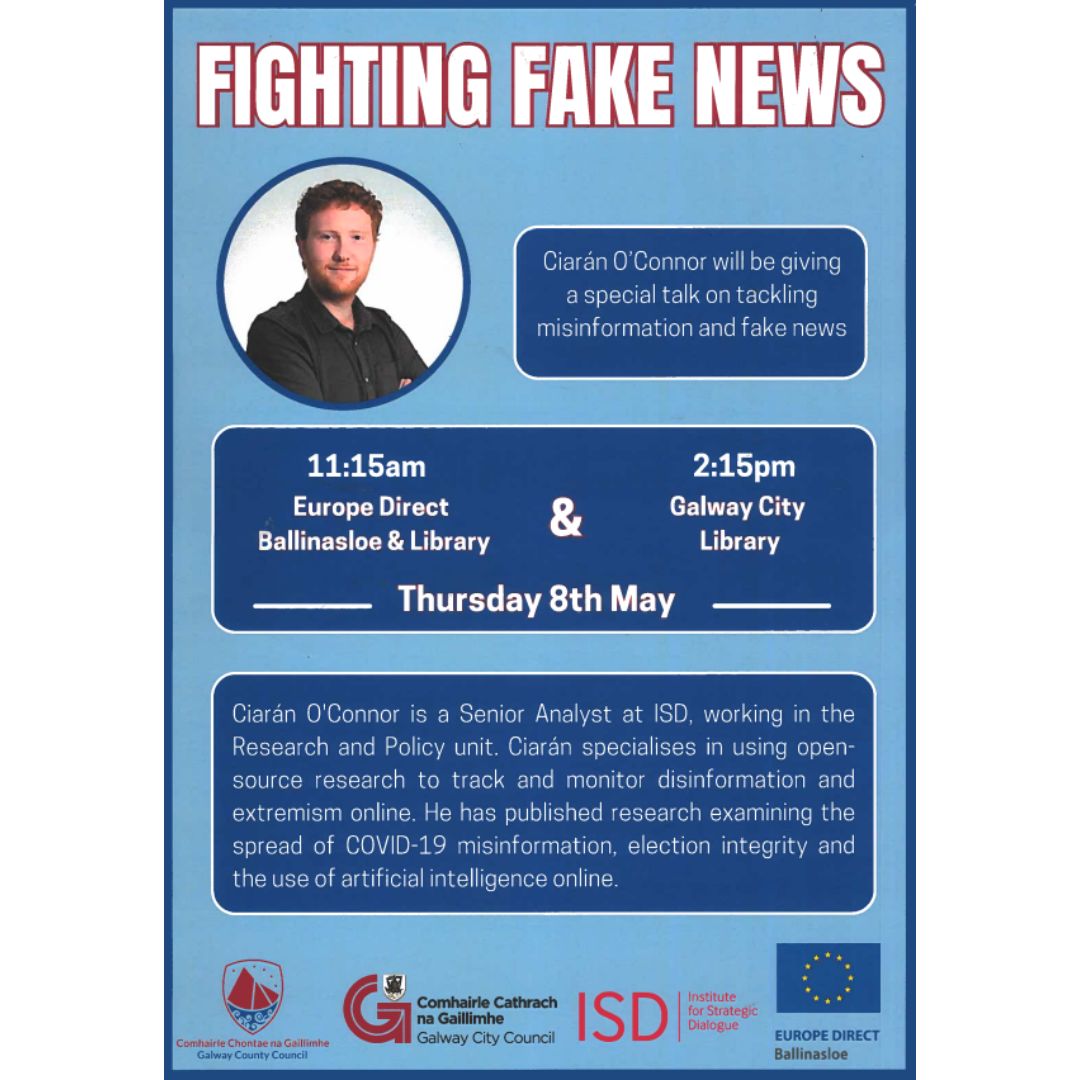 Galway City Library (@galwaycitylib) on Twitter photo Thursday 8th May at 2.15pm in Galway City Library - Special Talk on 'Fighting Fake News' by Ciarán O'Connor
#FreeEventsGalway #AtYourLibrary
<a href="/GalwayCoCo/">Galway County Council</a> <a href="/GalwayCityCo/">Galway City Council</a> Thursday 8th May at 2.15pm in Galway City Library - Special Talk on 'Fighting Fake News' by Ciarán O'Connor
#FreeEventsGalway #AtYourLibrary
<a href="/GalwayCoCo/">Galway County Council</a> <a href="/GalwayCityCo/">Galway City Council</a>