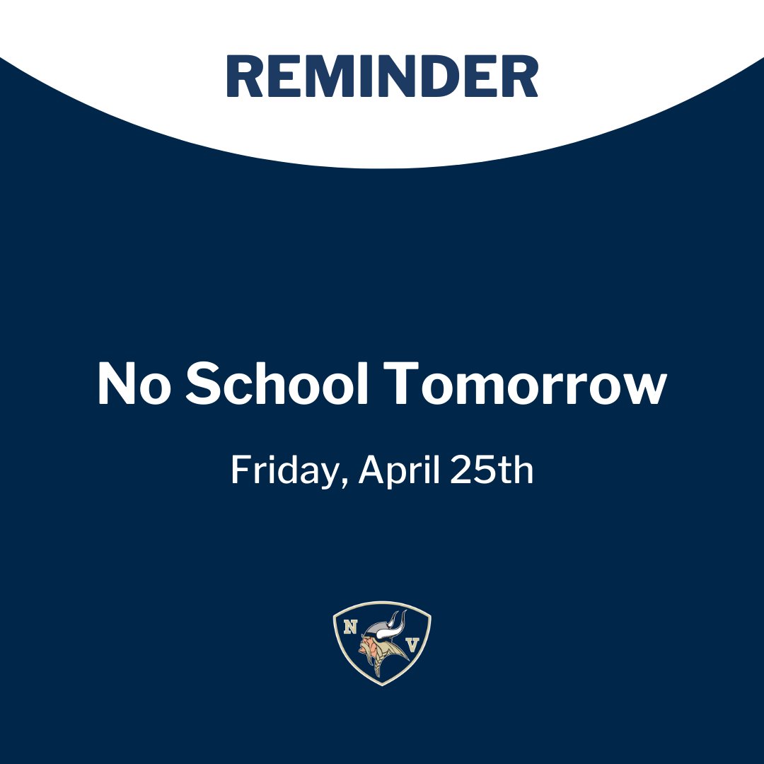 Reminder: There will be no school tomorrow. 

Teachers will be hard at work during a professional development day to continue bringing their best to our classrooms. Enjoy the day off, students!