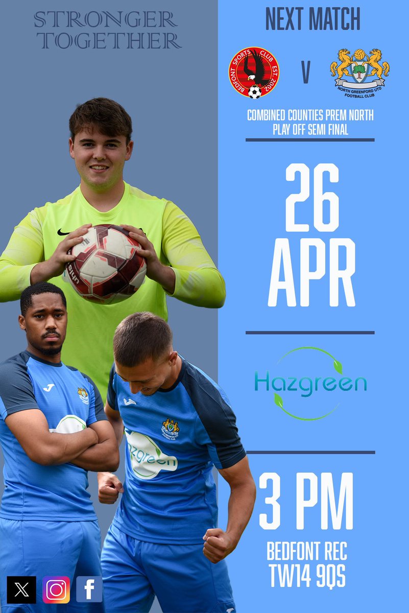 NGU 💙🤍 (@ngufootballclub) on Twitter photo So it’s on to Saturday in the <a href="/ComCoFL/">Combined Counties Football League</a> prem North play off semi final <a href="/BSFC_Official/">Bedfont Sports Club</a> whom we will attempt to beat for the first time at the fourth time of asking this season…🤞🏼the lads would love to see as many blues as possible to cheer them on #strongertogether 💙🤍 So it’s on to Saturday in the <a href="/ComCoFL/">Combined Counties Football League</a> prem North play off semi final <a href="/BSFC_Official/">Bedfont Sports Club</a> whom we will attempt to beat for the first time at the fourth time of asking this season…🤞🏼the lads would love to see as many blues as possible to cheer them on #strongertogether 💙🤍