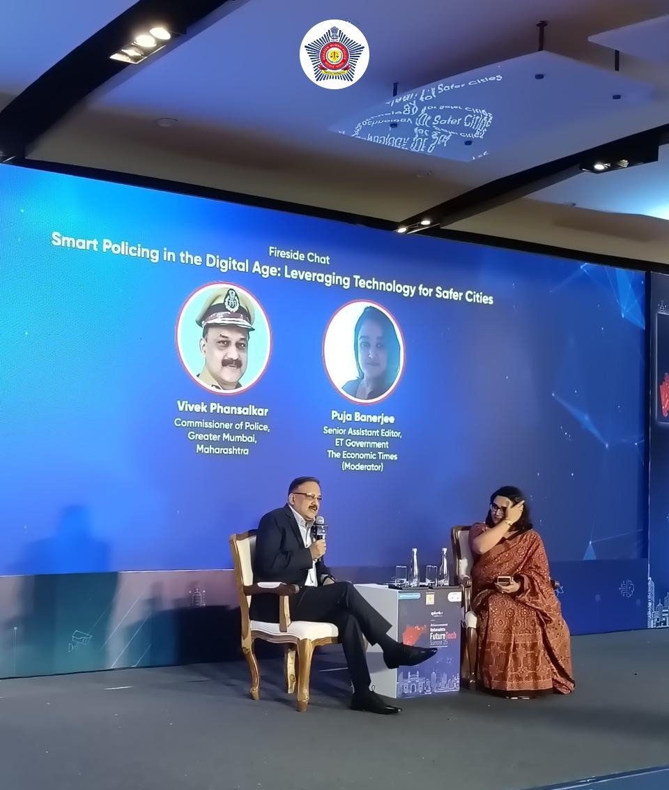CPMumbaiPolice's tweet photo. Spoke at the session on Smart Policing in the Digital Age: Leveraging Technology for Safer Citizens organised by the Department of Information Technology, Government Of Maharashtra & ET-Future Tech Summit 2025. #MaharashtraFutureTech https://t.co/DbvMci2ExC