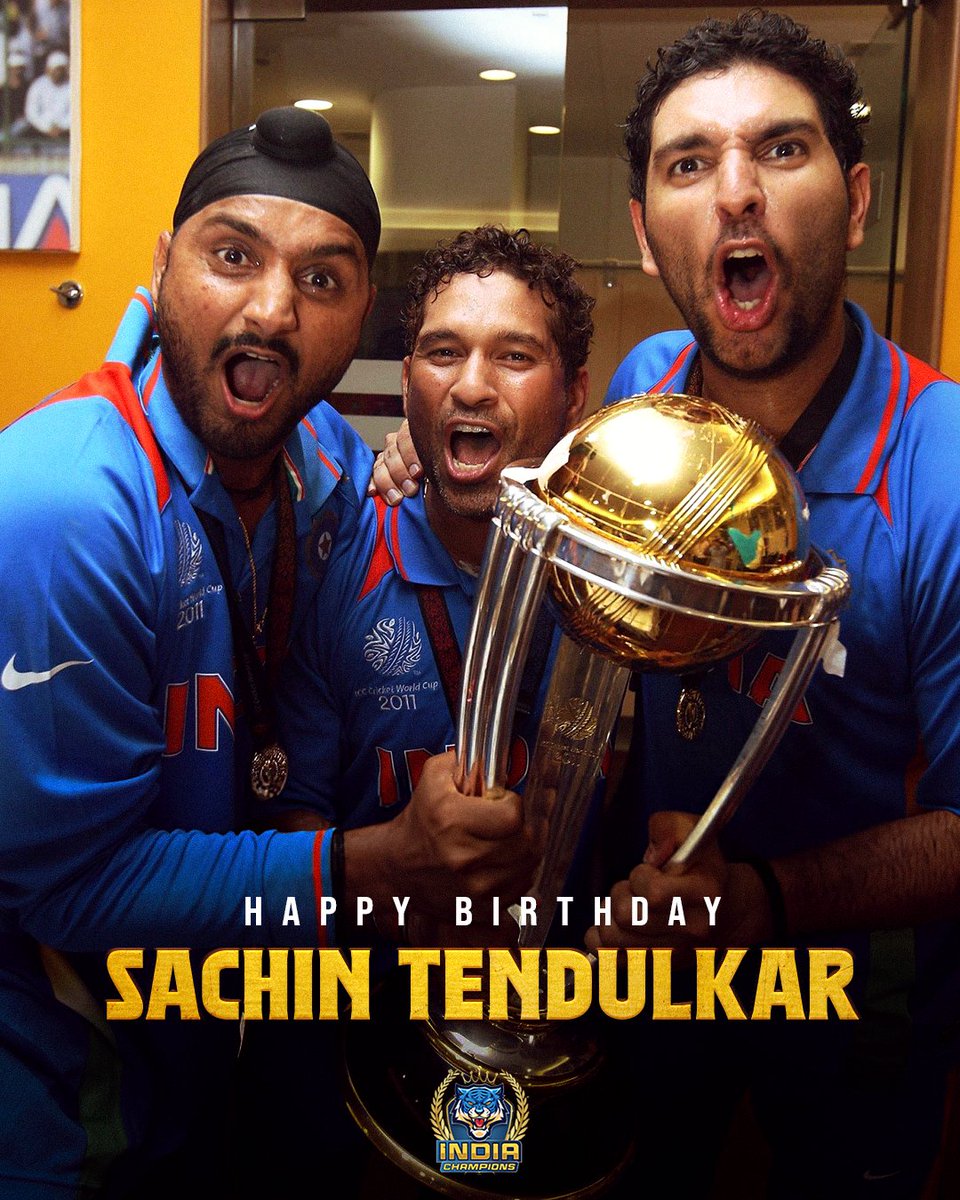 🏆 2011 wasn’t just a win - it was a tribute
 
Wishing a legendary birthday to the man who carried a billion hopes and still walks with unmatched grace - Sachin Ramesh Tendulkar 🙌💙
 
#TeamIndia #WCLIndiaChampions #OnceAChampionAlwaysAChampion