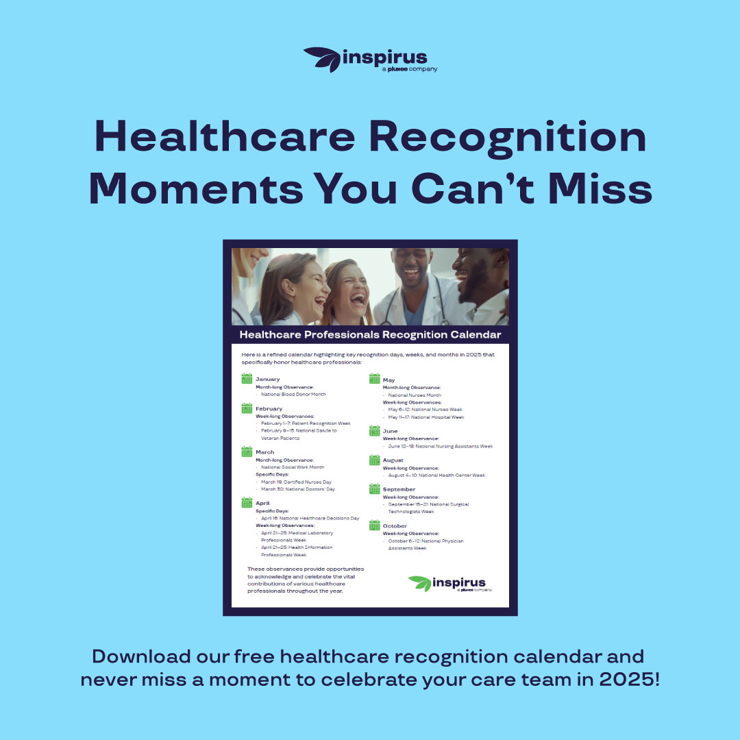 From Nurses Week to EMS Week, recognition opportunities in healthcare come fast, especially in May. Our 2025 Recognition Calendar makes it easy to plan, prepare, and celebrate all year long.

📅 Download your copy of the calendar!
loom.ly/87KhVA0
