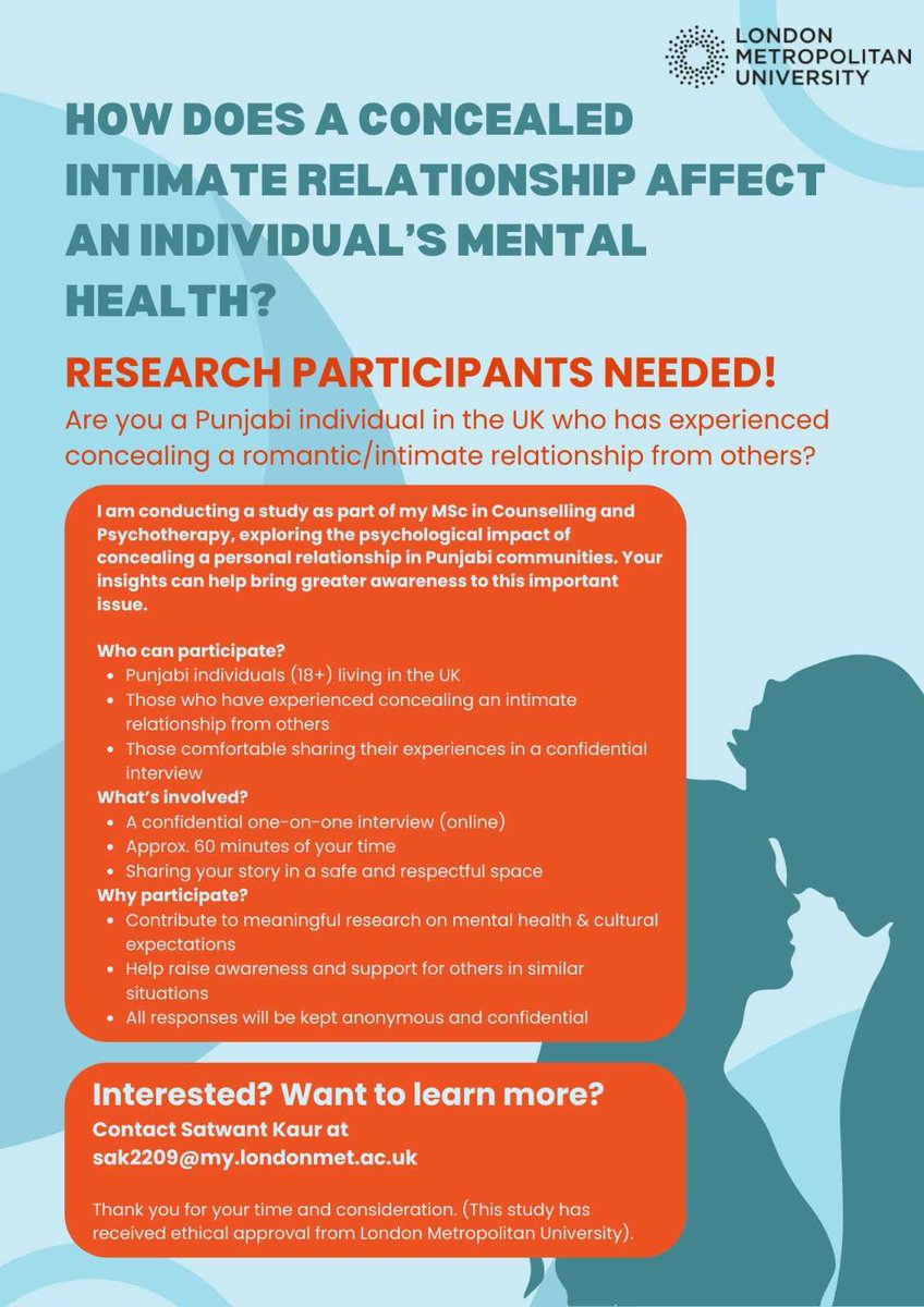 One of the team is completing her research on concealed relationships. Please do contact Satwant if you or anyone you know is able to participate.
