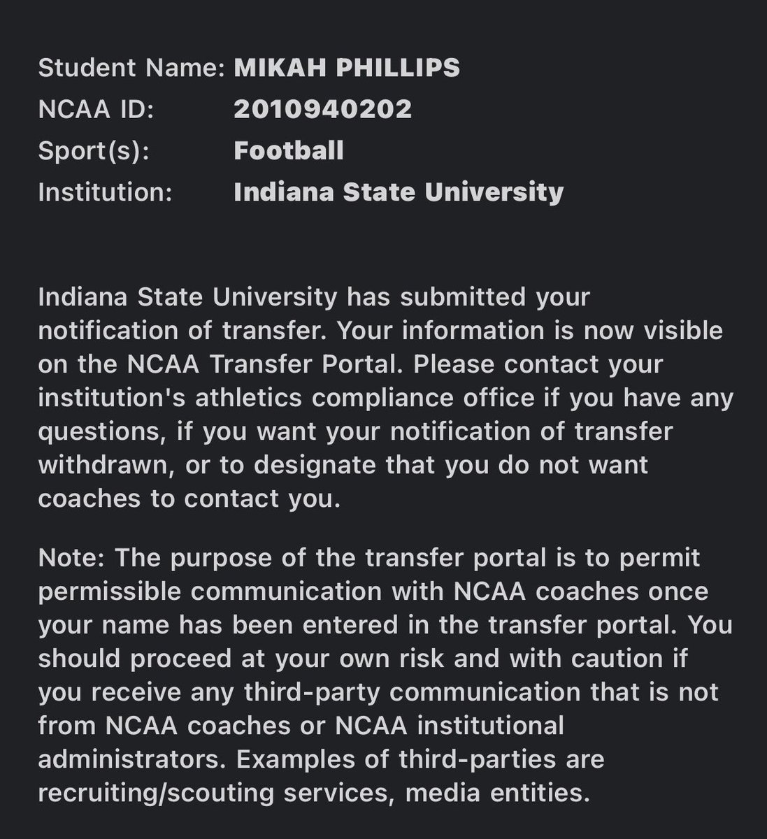 MikahPhillips's tweet image. 3 years of eligibility 
6’1 175 CB
will be a grad transfer