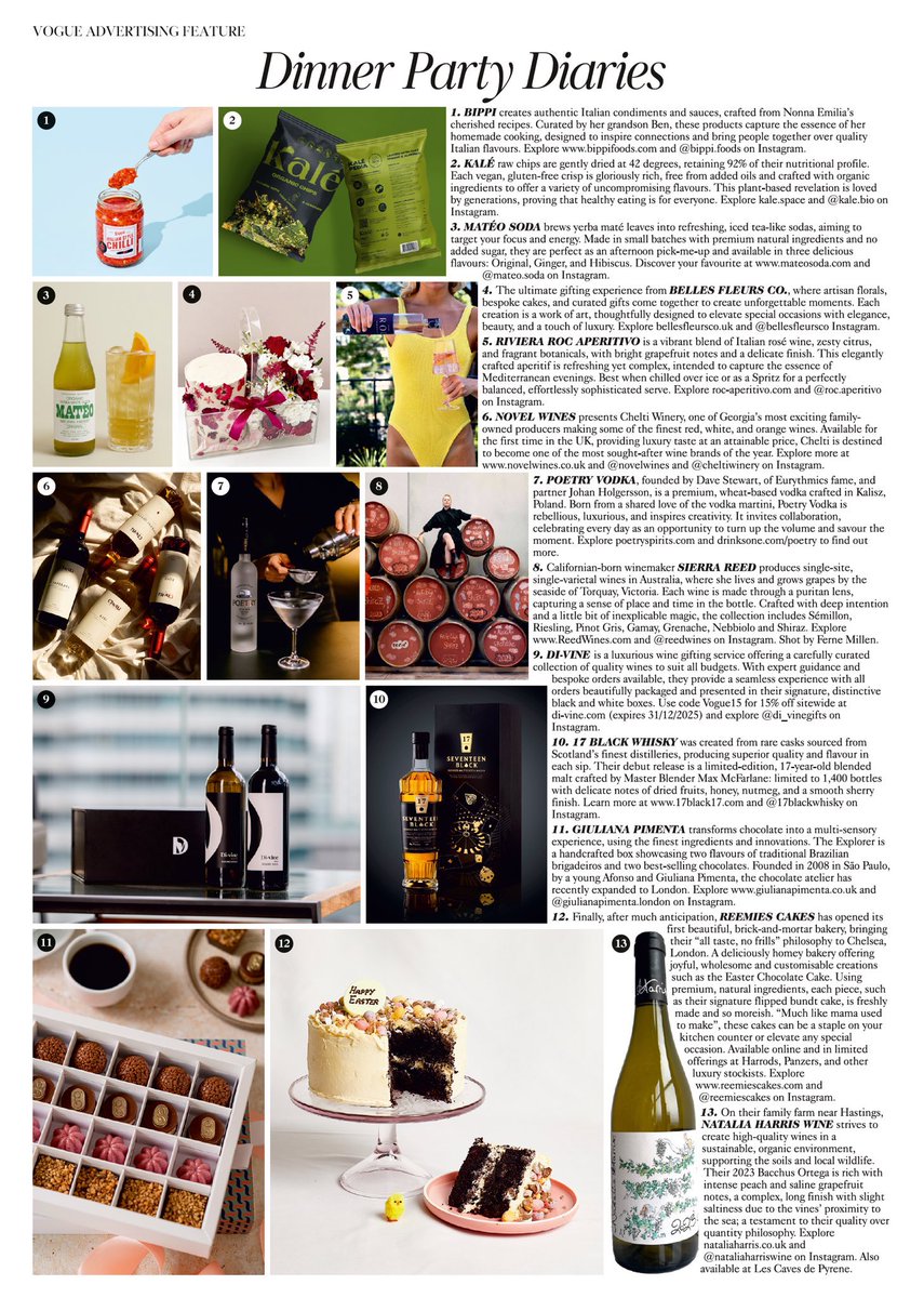 We are featured in British Vogue in the Dinner Party Diaries section 🤩.  Use voucher code Vogue15 for 15% off your next order di-vine.com
🥂