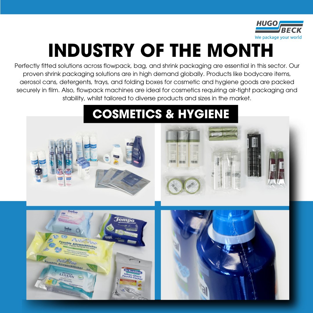 HBeck_Packaging's tweet photo. Hugo Beck’s flowpack, shrink wrap, film and paper packaging keep cosmetics and hygiene products safe, stable and shelf-ready - all with a perfect fit.

Discover tailored solutions: https://t.co/sCdAyIXSov

#CosmeticsPackaging #PackagingSolutions https://t.co/puOSxwFPeY