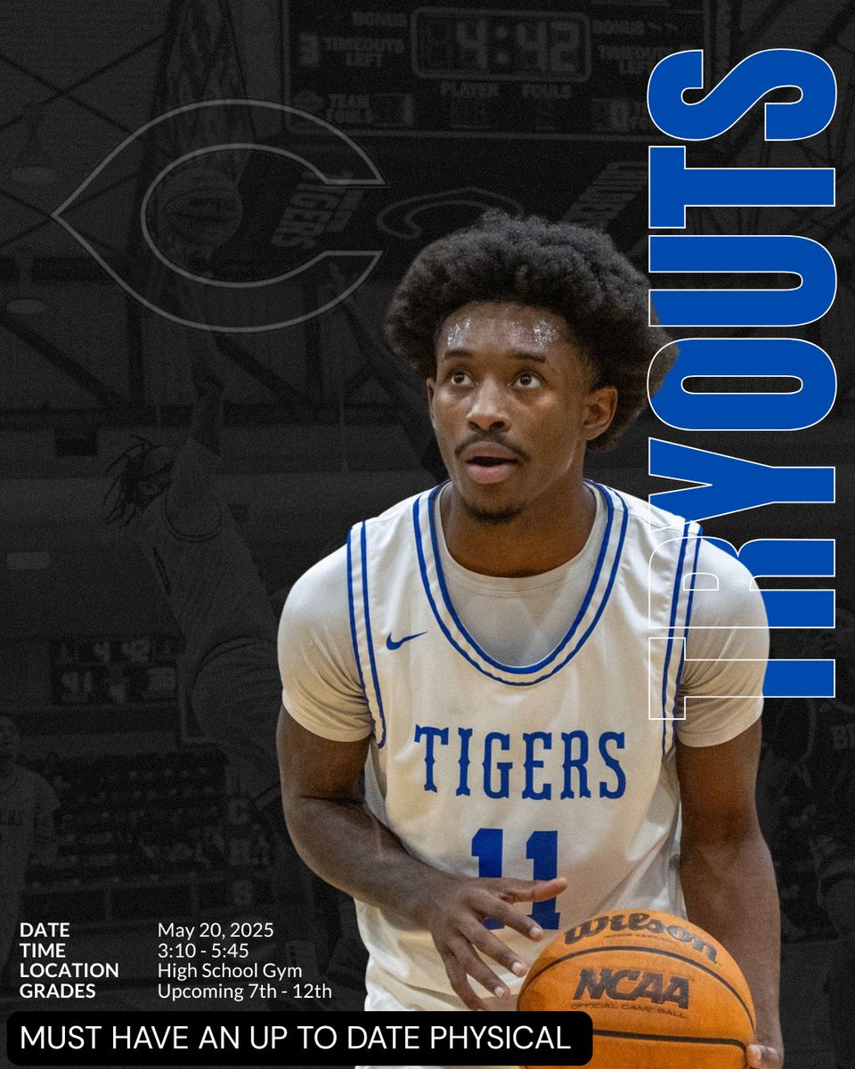 BASKETBALL TRYOUTS!!

Girls tryouts will be May 19th and boys will by May 20th. See the flyers for more details. Go tigers!