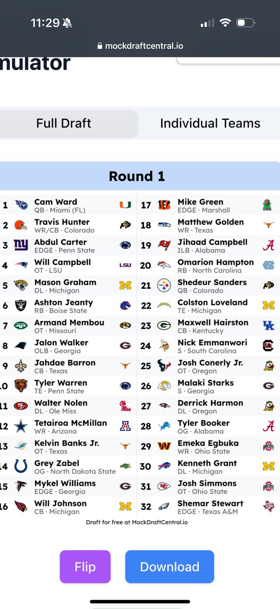 Mikas Mock 2025!!
<a href="/TheHuddleReport/">The Huddle Report</a> <a href="/evansilva/">Evan Silva</a> <a href="/MoveTheSticks/">Daniel Jeremiah</a> <a href="/RossTuckerNFL/">Ross Tucker</a> <a href="/FG_Dolan/">Joe Dolan</a> <a href="/RussellJClay/">Russell Clay</a> <a href="/AintDieter/">Mike Dietrich</a> <a href="/Mpkorman/">Mike Korman</a>