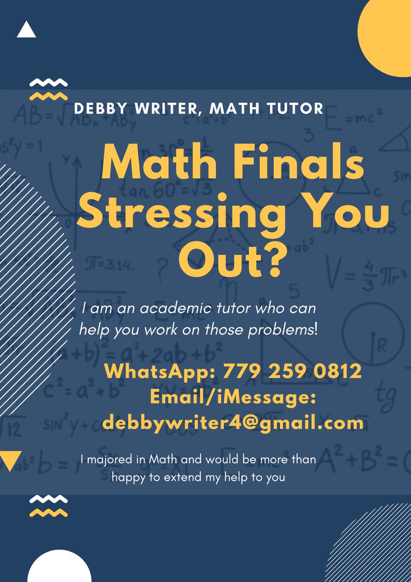 def_Debby's tweet image. Math help services #algebra #statistics #trigonometry #Calculus
