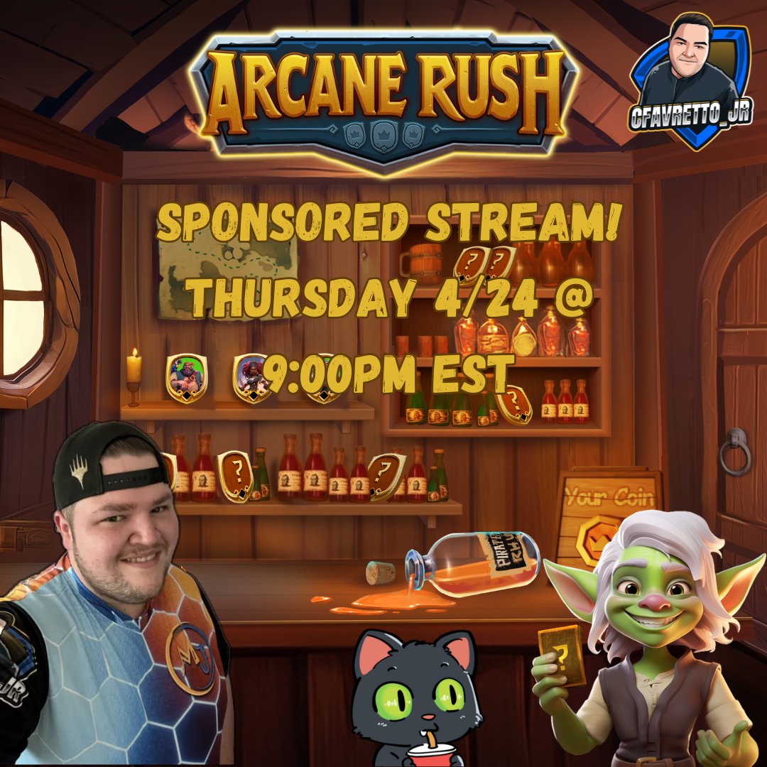 Doing my first non-Magic #Sponsored Stream tonight with Arcane Rush! Come check it out with me tonight at 9pm EST! If you love the auto battlers, this is definitely a game worth trying. Don’t forget to support the channel by downloading the game here: arcanerush.onelink.me/TOYx/cfavretto