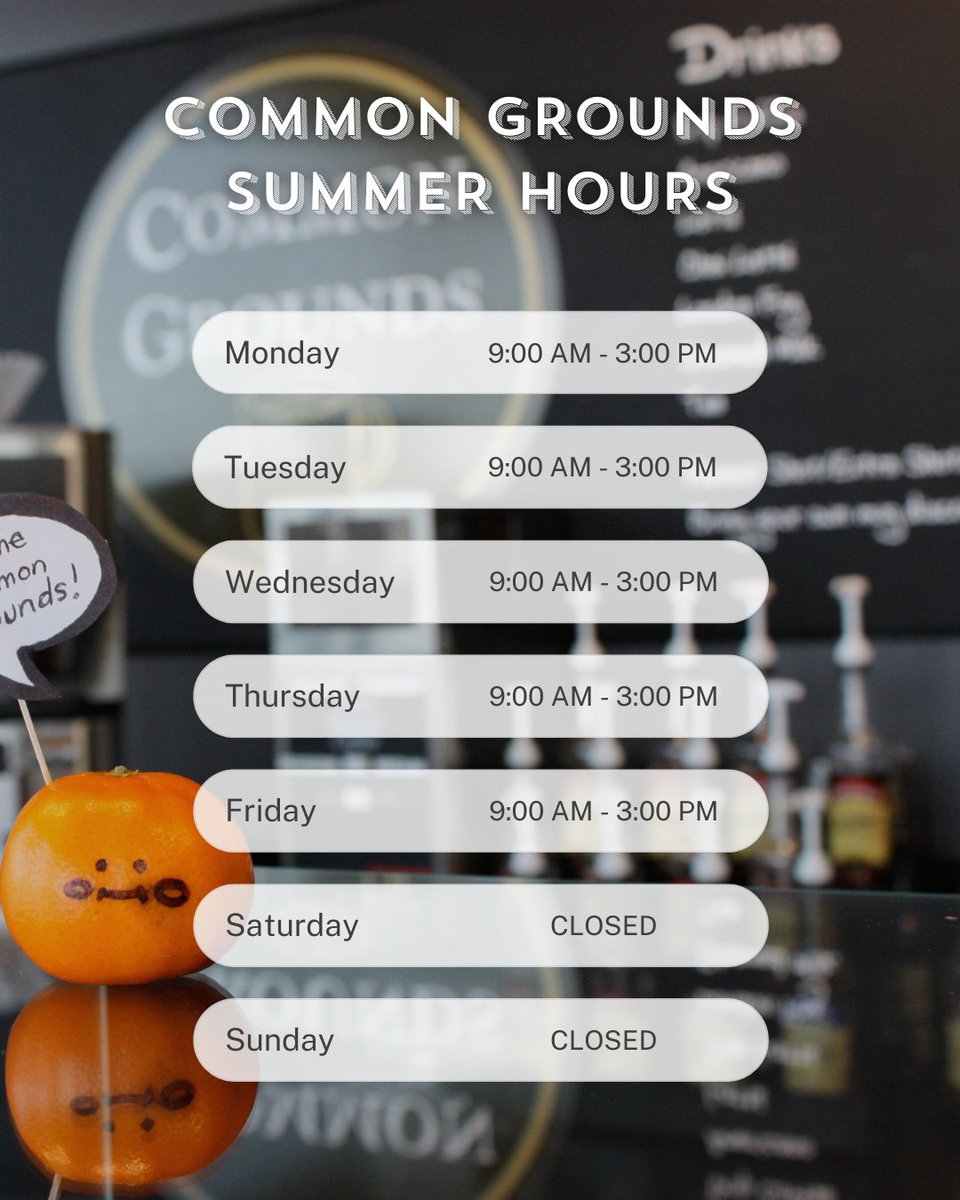 Today is the first day of summer hours for the Members' Services Desk and the Common Grounds Coffee shop. #mytru