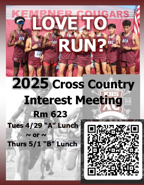 Coach Pierce (@khs_gottarun) on Twitter photo Its that time of year!!
ATTENTION RUNNERS:
We are gearing up for KHS XC Season!!
Plan to attend 1 short interest meeting scheduled for next week. <a href="/KHS_Cougars/">Kempner High School</a> <a href="/fbkempnertrack/">FBKempnerTrack</a> <a href="/lori_montelongo/">Lori Montelongo</a> <a href="/Coach_DeGar/">Coach DeGar M.Ed</a> <a href="/DrDJackson4/">Dr. Danielle Olivier Jackson</a> Its that time of year!!
ATTENTION RUNNERS:
We are gearing up for KHS XC Season!!
Plan to attend 1 short interest meeting scheduled for next week. <a href="/KHS_Cougars/">Kempner High School</a> <a href="/fbkempnertrack/">FBKempnerTrack</a> <a href="/lori_montelongo/">Lori Montelongo</a> <a href="/Coach_DeGar/">Coach DeGar M.Ed</a> <a href="/DrDJackson4/">Dr. Danielle Olivier Jackson</a>