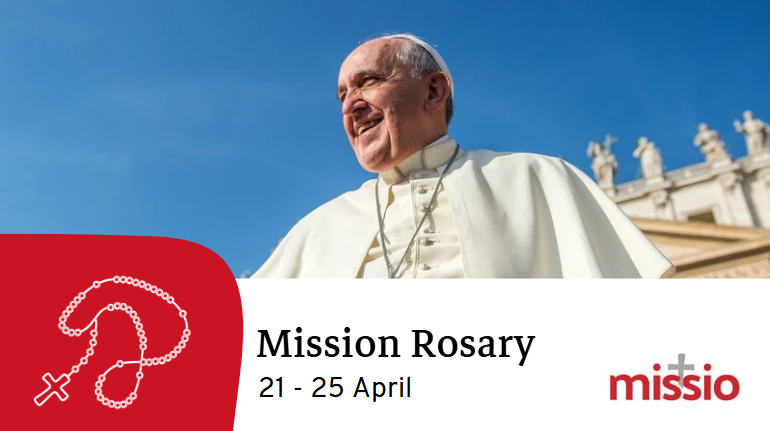 This week's #MissionRosary is based on the prayers shared in Pope Francis' final 'Urbi et Orbi' Easter message. Please visit Missio's Youtube channel to pray for these intentions, and for the repose of the Holy Father's soul #Missio