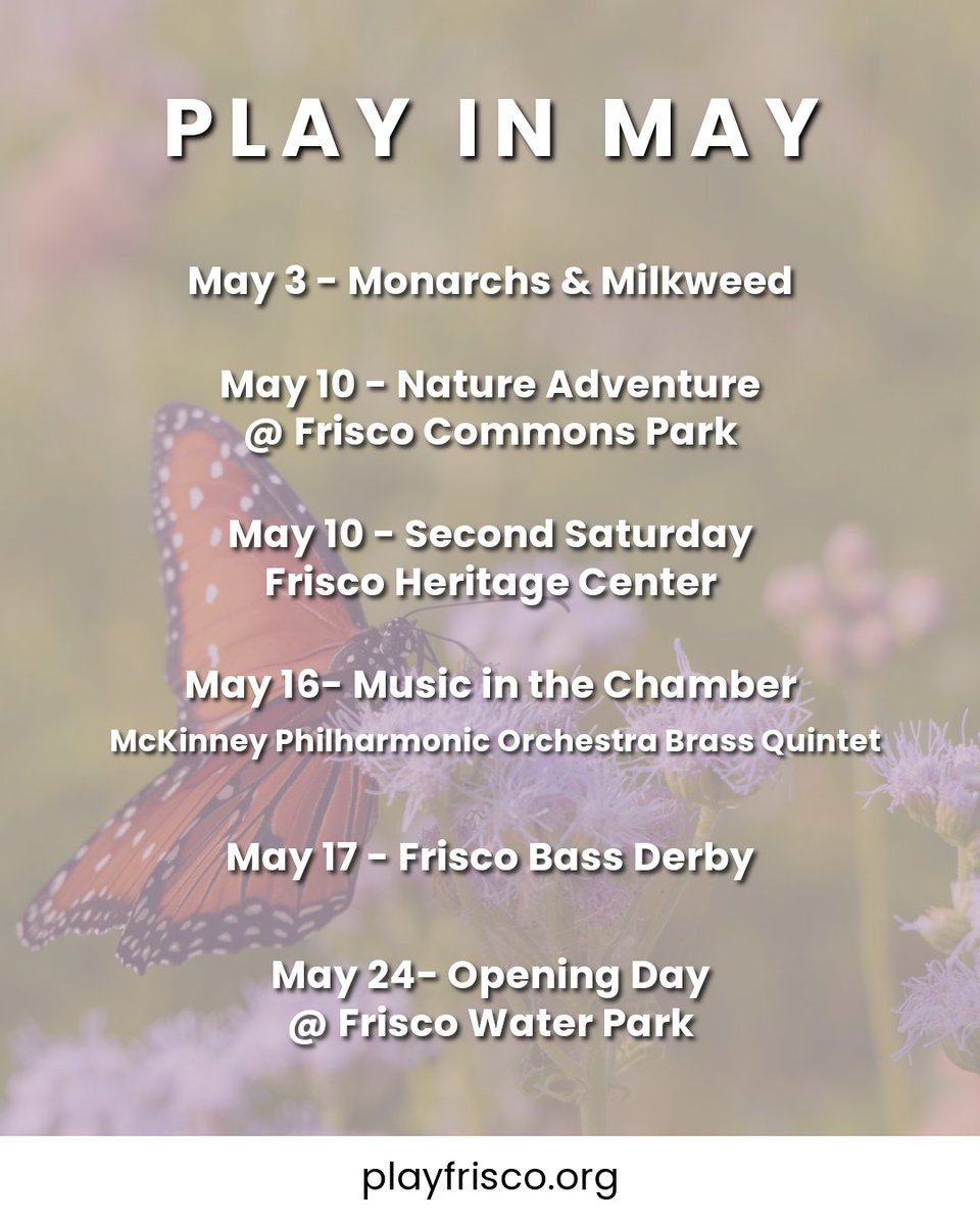 Spring is here and so are fresh ways to play! 🌸 New events are always popping up, so stay in the loop by visiting PlayFrisco.org or following us right here on social. #PlayInMay