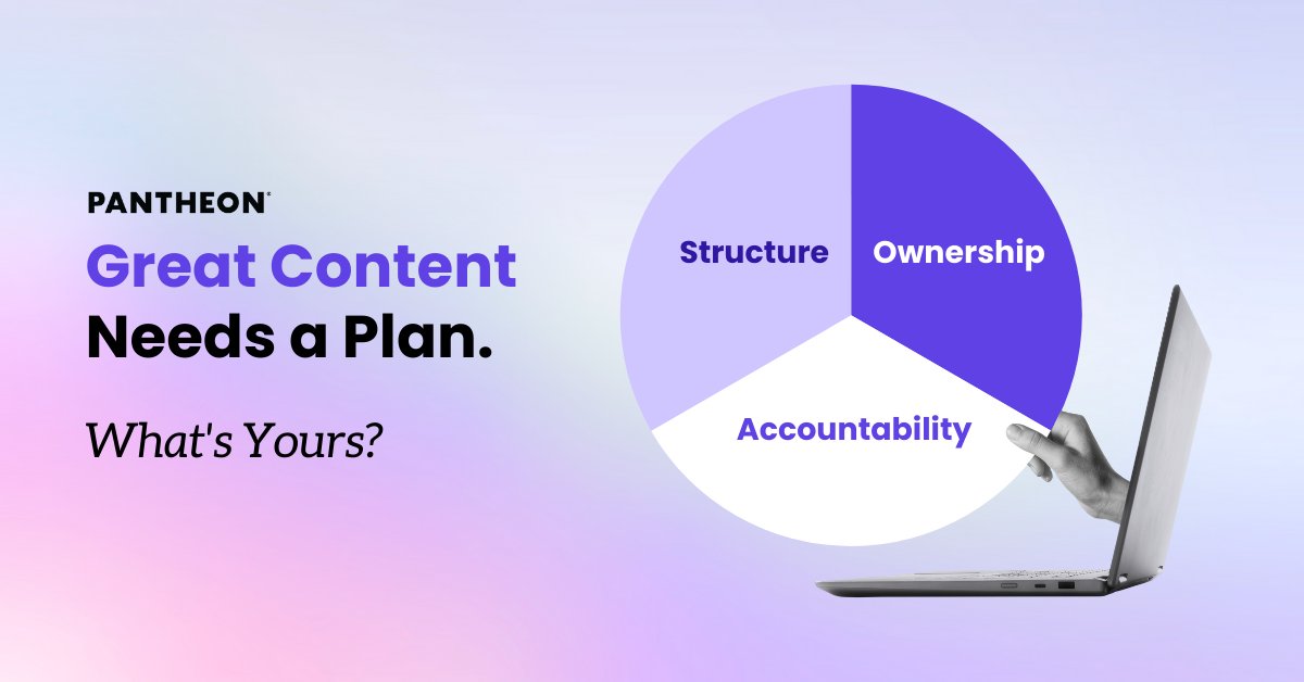 getpantheon's tweet image. Without structure, ownership, and accountability, your web content is a hot mess waiting to happen. 🔥

In our 6-step guide, we’ll teach you how to build a smooth, sustainable #ContentOps workflow. Plus, we’ll explore how the right tools and technology can simplify the process to…