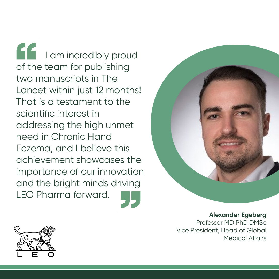 We are thrilled to announce that LEO Pharma science is featured in the prestigious medical journal, The Lancet! 

#Dermatology #ChronicHandEczema #LEOPharma