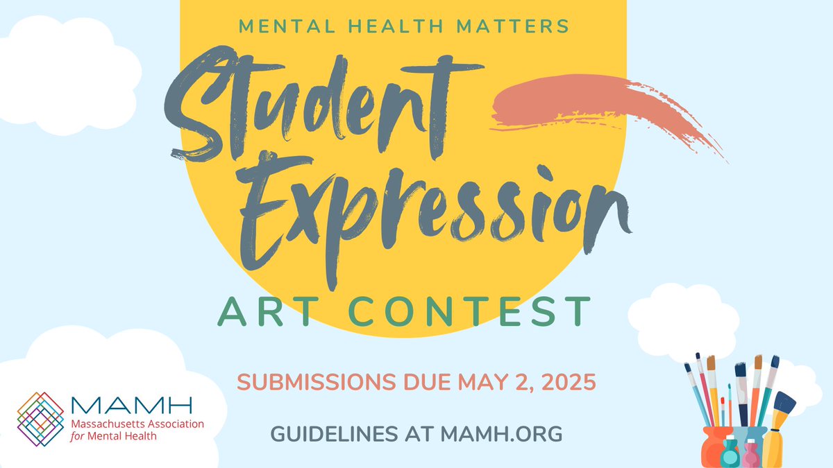 MentalHealth_MA's tweet image. #Art and creative expression can be a good outlet for understanding and maintaining your #mentalhealth. MAMH invites you to participate in this year’s Student Expression Contest. Guidelines and submission details here: mamh.org/events/2025-ar…