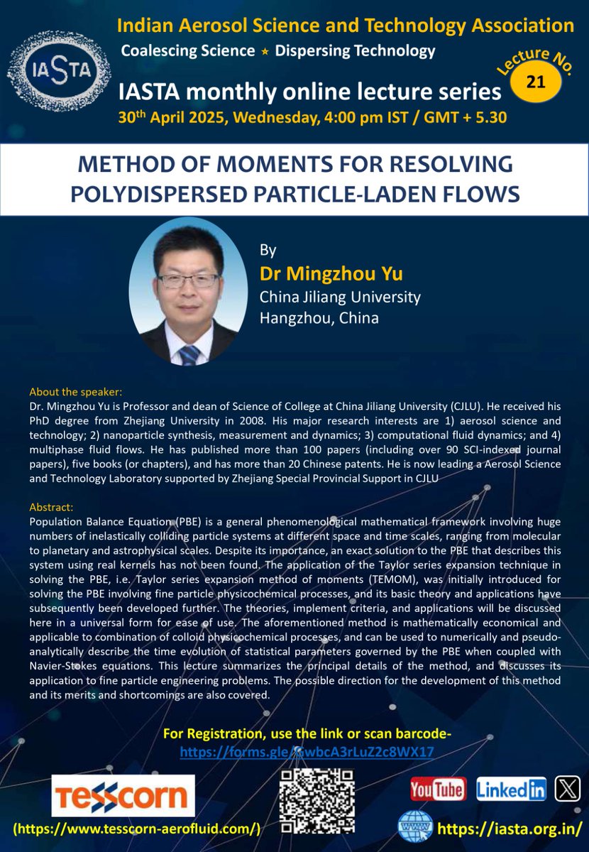 Indian Aerosol Science and Technology Association (@iastaindia) on Twitter photo Save the date and time for another interesting talk for the IASTA lecture series by Prof. Mingzhou Yu
30 April 2025 at 16:00 hrs IST (GMT +05:30)
<a href="/SachidaTripath2/">Sachida Tripathi</a> <a href="/Prof_N_Rastogi/">Neeraj Rastogi</a> <a href="/somagnik/">Sagnik Dey</a> <a href="/Manish284joshi/">Manish Joshi</a> <a href="/PatelUmrao/">Dr. Amit Kumar Umrao</a> Save the date and time for another interesting talk for the IASTA lecture series by Prof. Mingzhou Yu
30 April 2025 at 16:00 hrs IST (GMT +05:30)
<a href="/SachidaTripath2/">Sachida Tripathi</a> <a href="/Prof_N_Rastogi/">Neeraj Rastogi</a> <a href="/somagnik/">Sagnik Dey</a> <a href="/Manish284joshi/">Manish Joshi</a> <a href="/PatelUmrao/">Dr. Amit Kumar Umrao</a>