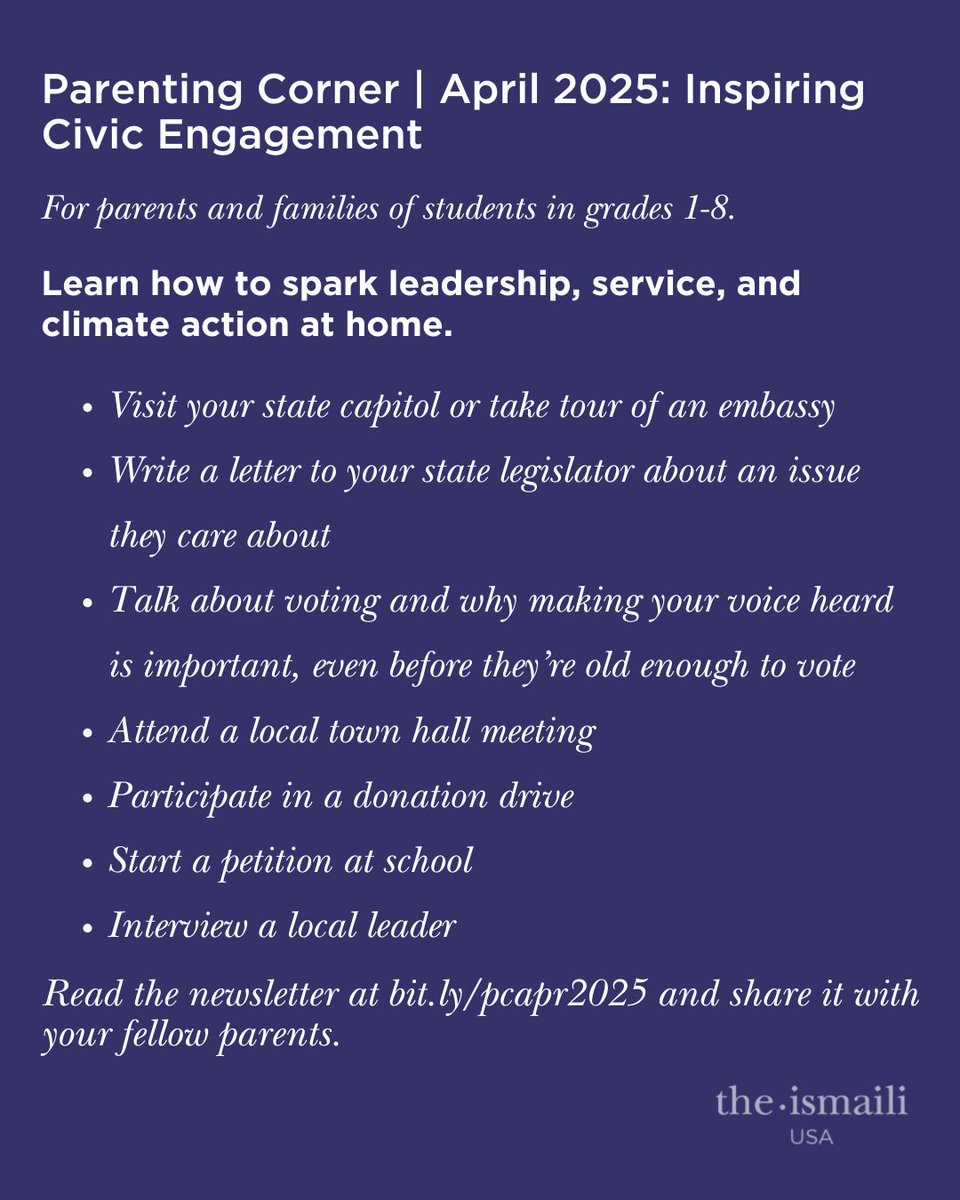 Parents of students in grades 1–8: This month’s Parenting Corner explores civic engagement—how to raise informed, compassionate changemakers. Learn how to spark leadership, service, and climate action at home. Share with fellow parents! 📖
bit.ly/pcapr2025