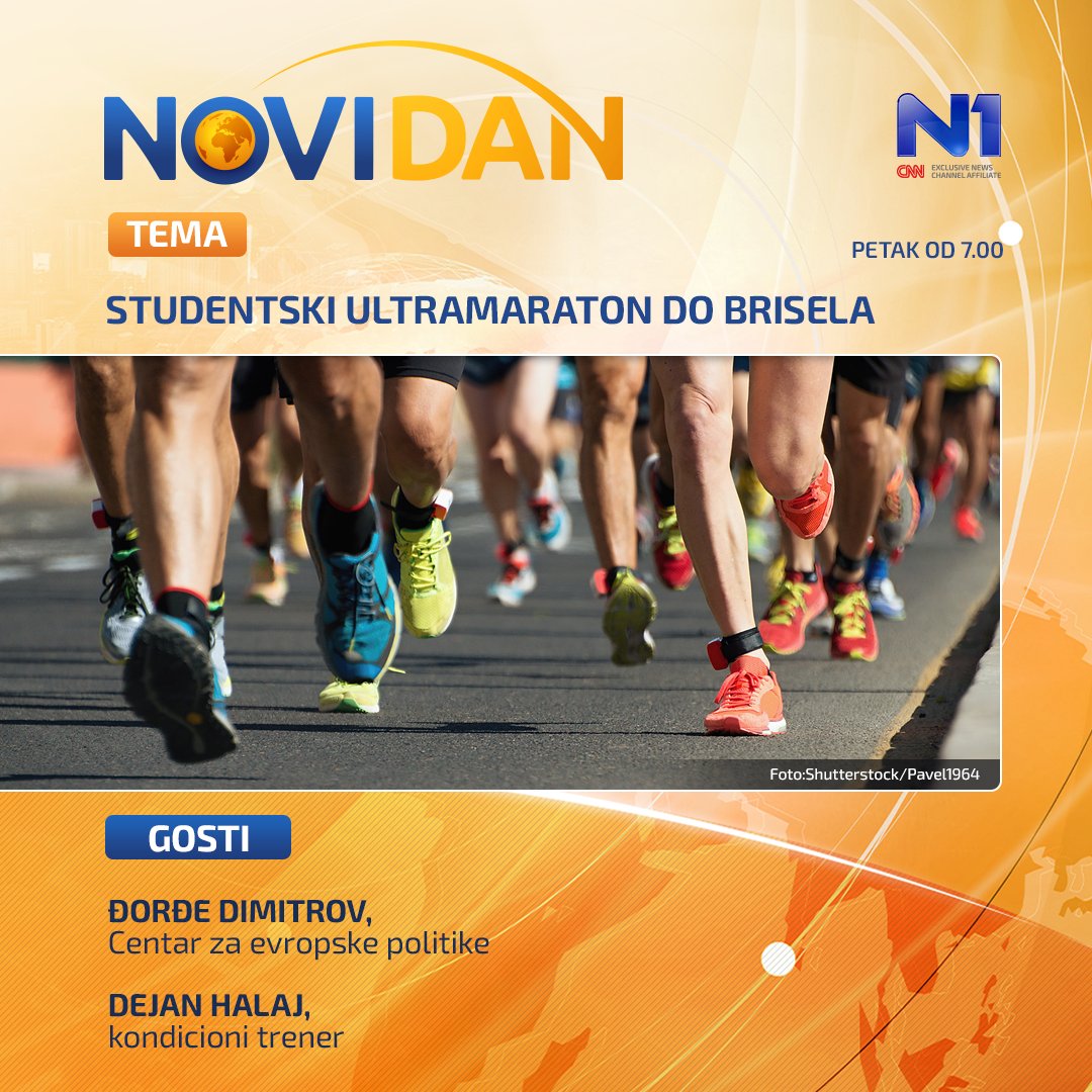 Počinje #NoviDan sa <a href="/MiaBjelo/">Mia Bjelogrlić</a> 

Studenti u blokadi kreću na štafetni ultramaraton do Brisela. Cilj puta je Evropski parlament i informisanje međunarodne javnosti o društveno-političkoj krizi u Srbiji. Kroz Hrvatsku, Austriju, Nemačku i Belgiju pratiće ih reporteri N1.

Kakvi