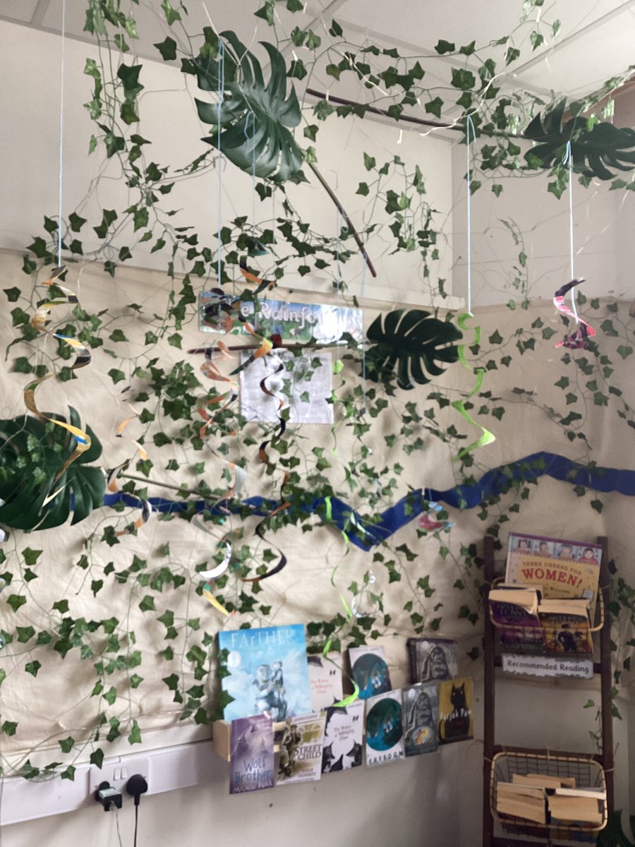 We have decorated our reading area with spiral snakes as part of our immersion into our rainforest topic