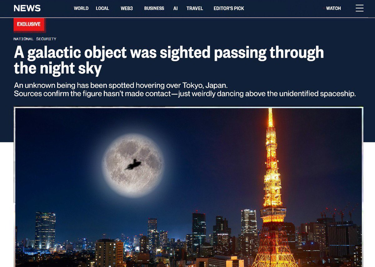 🚨 BREAKING NEWS!

Something has been spotted hovering above the skies of Tokyo. Any clues of what it will be?

Rumor has it if you get it right, you will be rewarded.

Comment your wildest guesses down below!