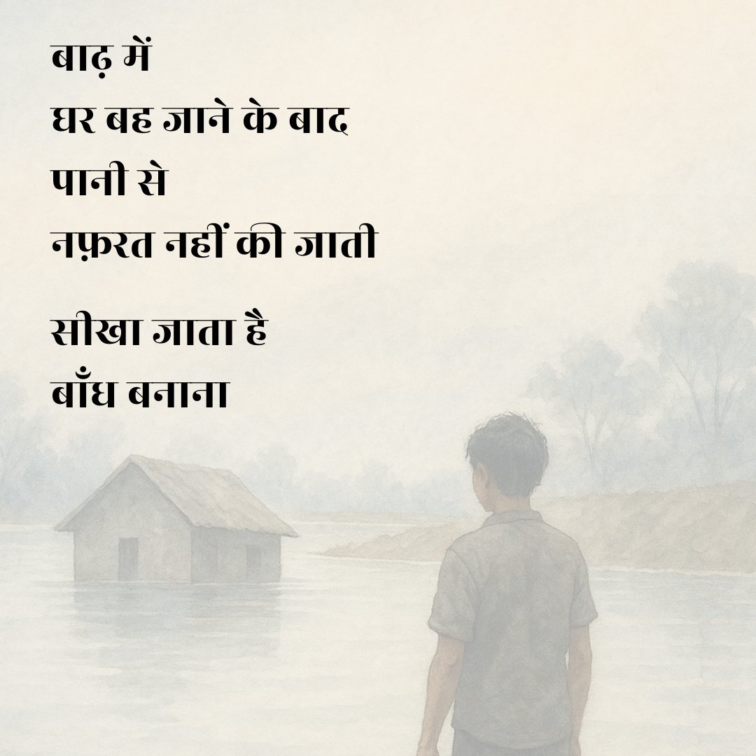 बाढ़ में घर बह जाने के बाद