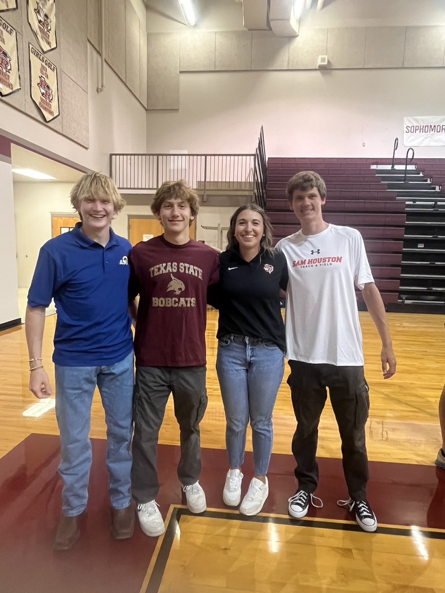 Congratulations to our guys for signing to continue their track careers in college! Evan Kipley (ASU), Caden O’Hara (TXST) and Parker Brown (SHSU) have played a big part on our program and their schools are getting some great men and competitors! Go be great!