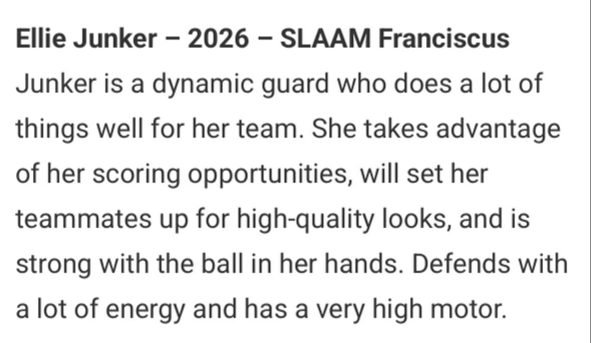 Thank you <a href="/JrAllStarBB/">Jr. All-Star Girls Basketball</a> for the write-up!