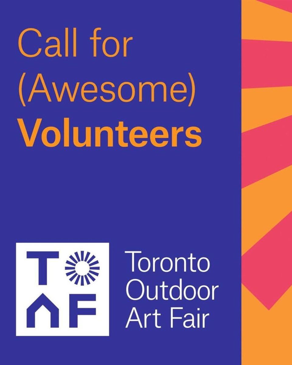 Contemporary art + spending time with your community? Sounds like a great weekend! We're looking for volunteers to help make this year's Toronto Outdoor Art Fair an incredible experience. Learn more about joining us July 11-13 at Nathan Phillips Square:
toaf.ca/volunteer/