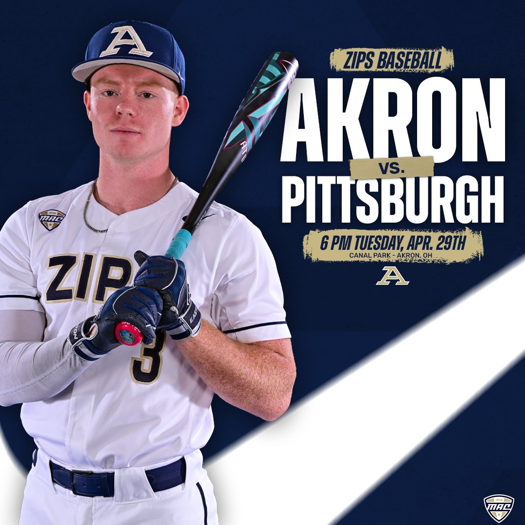 Akron Zips Athletics (@akronzips) on Twitter photo .<a href="/ZipsBB/">Akron Zips Baseball</a> takes on Pitt at Canal Park Tuesday, April 29th! All 🎟️ are digital 📱 Hit the link ⬇️ and get yours today!
🎟️: tinyurl.com/mu8c8r4y
#GoZips | 🦘 .<a href="/ZipsBB/">Akron Zips Baseball</a> takes on Pitt at Canal Park Tuesday, April 29th! All 🎟️ are digital 📱 Hit the link ⬇️ and get yours today!
🎟️: tinyurl.com/mu8c8r4y
#GoZips | 🦘