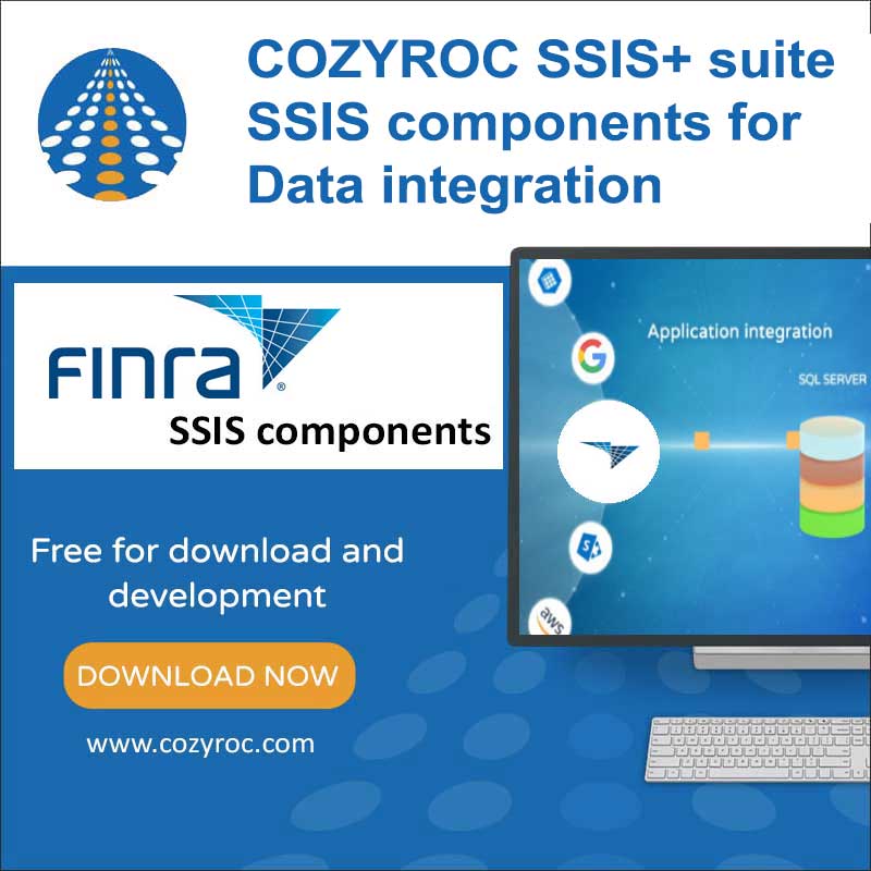 FINRA SSIS data integration components by COZYROC
➡️ cozyroc.com/ssis/finra-con…
✅ #FINRA Connection, Source and Destination SSIS components
✅ Export / Import data into #SQLServer
✅ Free for download and development within Visual Studio
#Dataintegration #COZYROC #ETL #SSIS