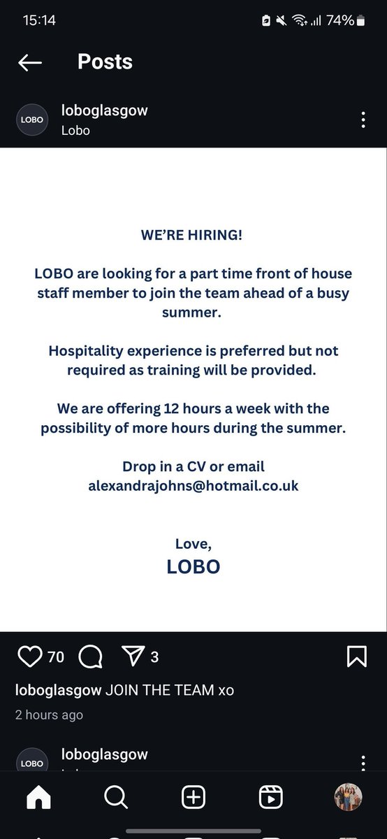 Eastwood High School DYW (@ehsdyw) on Twitter photo Lobo in Strathbungo are looking for a front of house staff member to join their team - 12 hours per week + extra over Summer <a href="/DYWEastRen/">DYW EastRen</a> <a href="/EastwoodHighERC/">Eastwood High School</a> Lobo in Strathbungo are looking for a front of house staff member to join their team - 12 hours per week + extra over Summer <a href="/DYWEastRen/">DYW EastRen</a> <a href="/EastwoodHighERC/">Eastwood High School</a>
