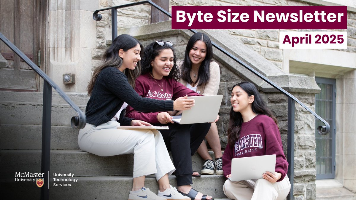 🌺The April Byte Size Newsletter is here! 🌺

See the latest IT updates and practical tips in this month's edition.

Stay informed and connected with our latest news.

Read the newsletter here: mcmu.ca/ByteSizeApril2…

#mcmasteruniversity #mcmasteru