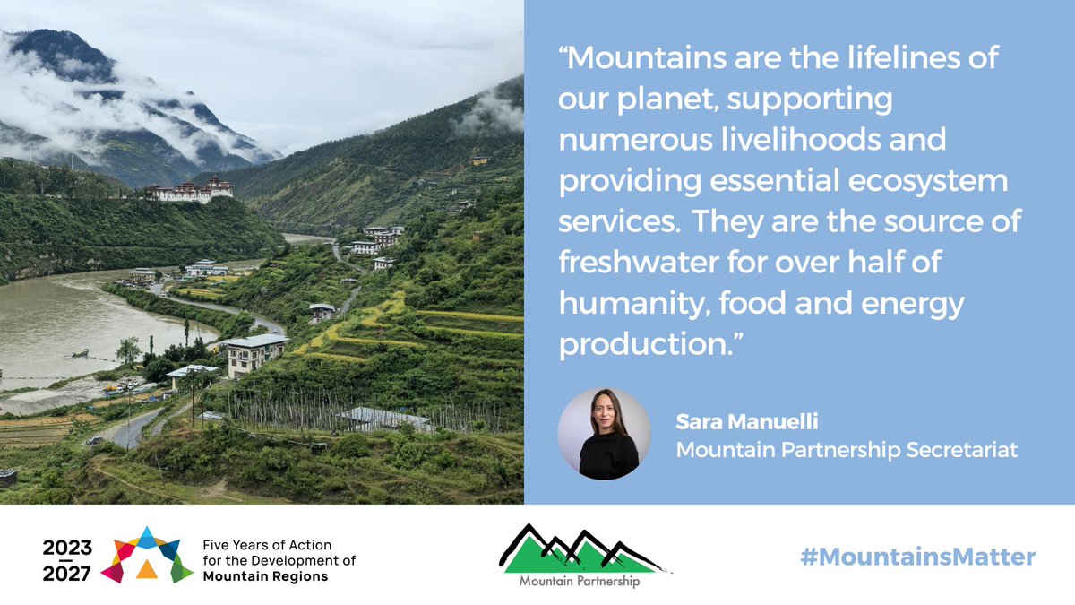 🎤🏔️"Mountains are...the source of freshwater for over half of humanity, vital for drinking, irrigation, industry, food and energy production" tells <a href="/FAO/">Food and Agriculture Organization</a>'s Sara Manuelli at the Global Mountain Dialogue for Sustainable Development in Bishkek #MountainsMatter