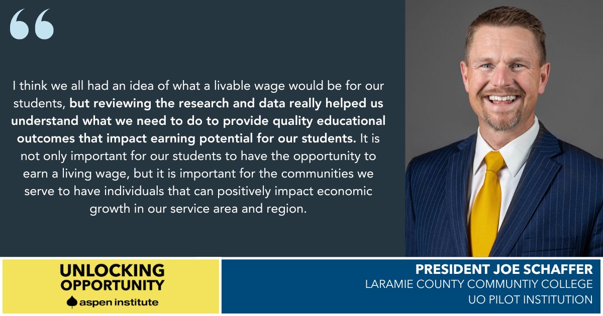 AspenHigherEd's tweet image. What does it take to ensure more students complete programs that lead to strong careers? For Pres. Schaffer, joining the #UnlockingOpportunity network helped align programs with real earning potential, benefiting students and communities.

Apply by May 5: highered.aspeninstitute.org/programs/unloc…