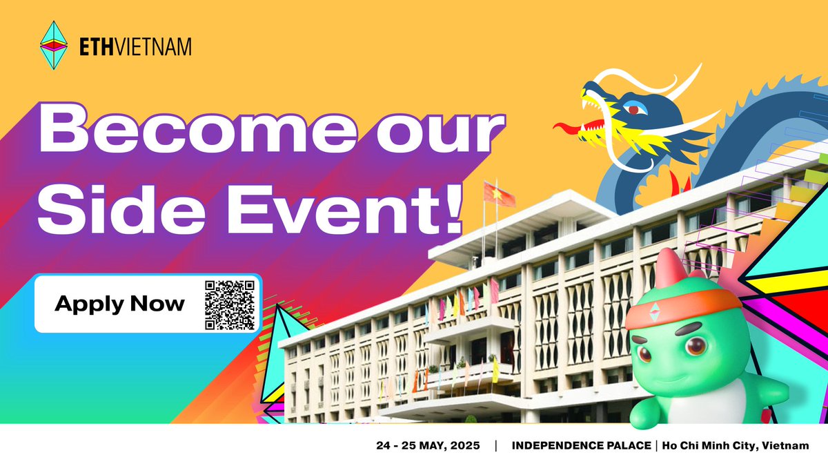 🚨 Got big ideas, good vibes, or a cool venue?
Host your own Side Event at ETHVietnam 2025 - the biggest Ethereum bash in Vietnam!

Perks? Oh, you bet:
✨ Your event on our official calendar
✨ The shiny title: “ETHVietnam Side Event”
✨ A spotlight on our website + social