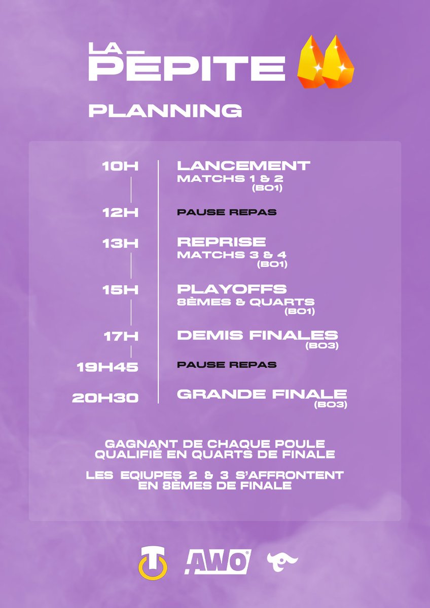 Rendez vous Samedi 26.04 📅

Rappel : 400€ de Cashprize dont 100€ pour La pépite de cette édition 👶

N'hésitez pas à réagir en com pour trouver des lasts (je mettrais des discord de joueurs qui cherchent à compléter leur roster) ✅⬇️