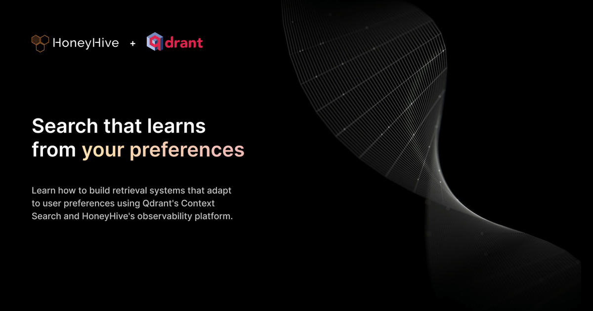 Qdrant (@qdrant_engine) on Twitter photo ๐งญย ๐๐๐๐ฉ๐ญ๐๐๐ฅ๐ ๐๐๐๐จ๐ฆ๐ฆ๐๐ง๐๐๐ญ๐ข๐จ๐ง๐ฌ ๐จ๐ฎ๐ญ๐ฌ๐ข๐๐ ๐จ๐ ๐ญ๐ก๐ ๐๐ข๐ฆ๐ข๐ฅ๐๐ซ๐ข๐ญ๐ฒ ๐๐ฎ๐๐๐ฅ๐ ๐ฐ๐ข๐ญ๐ก Qdrant ๐๐ง๐ HoneyHive.
Discovery is exciting: new ideas, books, songs, food! Yet itโs hard to find a perfect framework for it. Recommendation algorithms ๐งญย ๐๐๐๐ฉ๐ญ๐๐๐ฅ๐ ๐๐๐๐จ๐ฆ๐ฆ๐๐ง๐๐๐ญ๐ข๐จ๐ง๐ฌ ๐จ๐ฎ๐ญ๐ฌ๐ข๐๐ ๐จ๐ ๐ญ๐ก๐ ๐๐ข๐ฆ๐ข๐ฅ๐๐ซ๐ข๐ญ๐ฒ ๐๐ฎ๐๐๐ฅ๐ ๐ฐ๐ข๐ญ๐ก Qdrant ๐๐ง๐ HoneyHive.
Discovery is exciting: new ideas, books, songs, food! Yet itโs hard to find a perfect framework for it. Recommendation algorithms