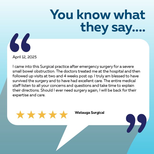 We always appreciate hearing from our patients. Our team at Watauga Surgical is dedicated to delivering exceptional care at every step of the patient journey. To learn more about this amazing team of surgeons, visit: unchealthappalachian.org/locations/prof…