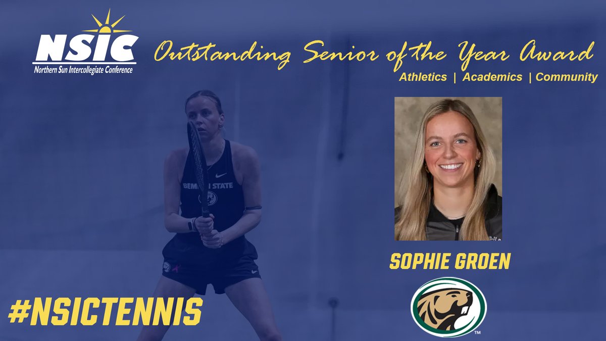 NSIC (@northernsunconf) on Twitter photo Congrats to <a href="/BSUBeavers/">Bemidji State Beavers</a> Sophie Groen on being voted the 2025 #NSICTennis Outstanding Senior of the Year!
#YourTimeToShine
<a href="/BSUBeaversTen/">Bemidji State Tennis</a>
Full Story: northernsun.org/news/2025/4/23… Congrats to <a href="/BSUBeavers/">Bemidji State Beavers</a> Sophie Groen on being voted the 2025 #NSICTennis Outstanding Senior of the Year!
#YourTimeToShine
<a href="/BSUBeaversTen/">Bemidji State Tennis</a>
Full Story: northernsun.org/news/2025/4/23…