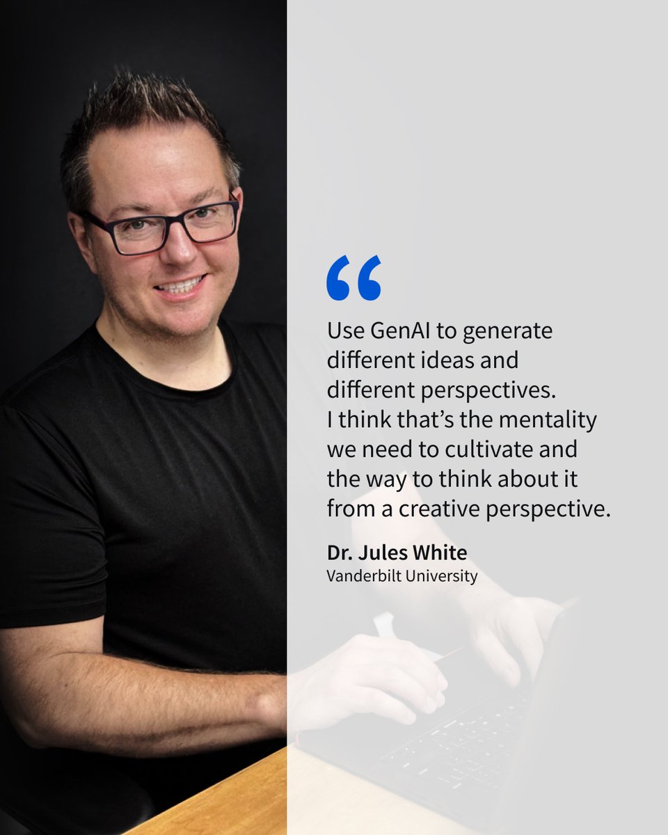 Coursera (@coursera) on Twitter photo 🎨 Creativity is the key to unlocking GenAI's full potential—that’s Dr. Jules White’s secret to prompting success.
At <a href="/VanderbiltU/">Vanderbilt University</a> and on Coursera, Dr. White explores the art and science of prompt engineering. Here, he’s sharing a few tips for getting started.
🔴 The most 🎨 Creativity is the key to unlocking GenAI's full potential—that’s Dr. Jules White’s secret to prompting success.
At <a href="/VanderbiltU/">Vanderbilt University</a> and on Coursera, Dr. White explores the art and science of prompt engineering. Here, he’s sharing a few tips for getting started.
đź”´ The most