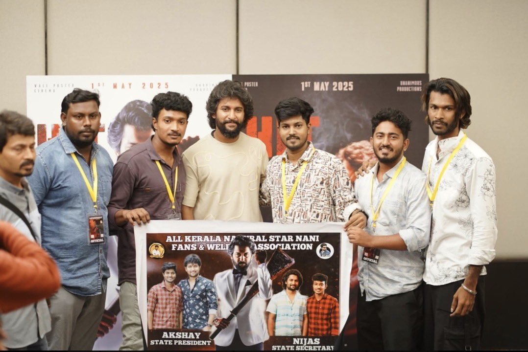 AKNFWA_'s tweet photo. One and only 💪
Our Boss @NameisNani Sir with our officials during #hit3 promitions at Kochi

@SVR4446 @walpostercinema
@UnanimousProds @nfa_hyd  @SREENU_24
@Pradeepnani79 
#Nani #KeralaNaniFans https://t.co/e2boWg4ugB