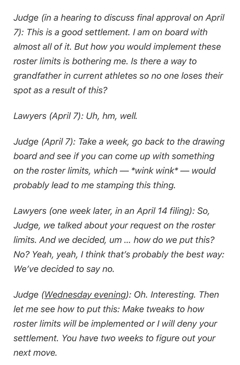 Mit Winter (@wintersportslaw) on Twitter photo This is a great summary by <a href="/dougherty_jesse/">Jesse Dougherty</a> of what transpired over the past few months and weeks that led to Judge Wilken’s order yesterday in the House case.
open.substack.com/pub/collegespo… This is a great summary by <a href="/dougherty_jesse/">Jesse Dougherty</a> of what transpired over the past few months and weeks that led to Judge Wilken’s order yesterday in the House case.
open.substack.com/pub/collegespo…