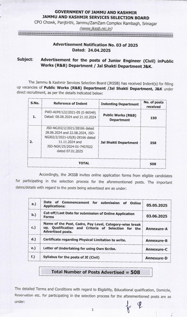 ErArjun07's tweet photo. Respected @abhayips86 sir kindly take note of the JKSSB JE (Civil) 2025 notification which includes a clear subject-wise mark distribution in the syllabus.We humbly request similar clarity for the CTSRE Mains Exam as it will help aspirants plan their preparation more effectively. https://t.co/qZ6UEXNjYz