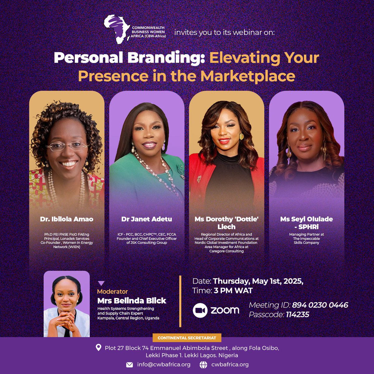 7 Days to Go!

Register Here - bit.ly/cbwafricamaywe… - To earn a certificate

Bola Tinubu Abeg Abeg Igbos  Tems Atiku Peter Obi Okowa Rome Delta
Peter Obi Obi Cubana  Joeboy South Africa Saliba